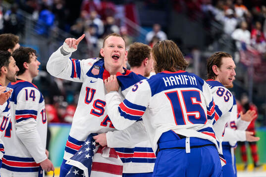 Brady Tkachuk of USA celebrates