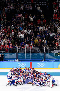 Players of USA celebrate while