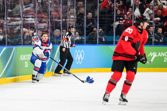 Matthew Tkachuk of USA in the men's ice hockey final