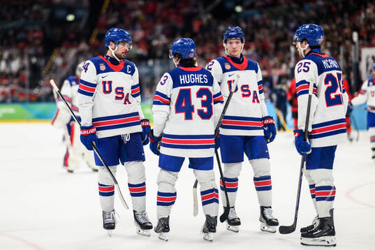 Auston Matthews, Quinn Hughes, Matt Boldy and Charlie