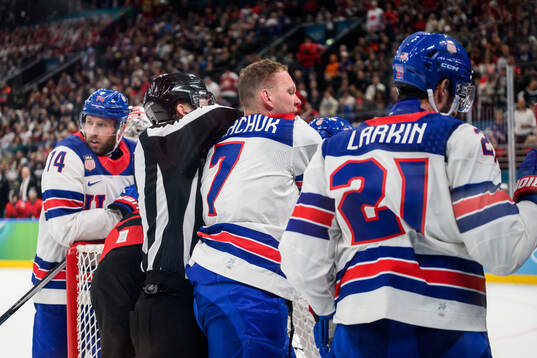 Brady Tkachuk of USA in the men's ice hockey final between