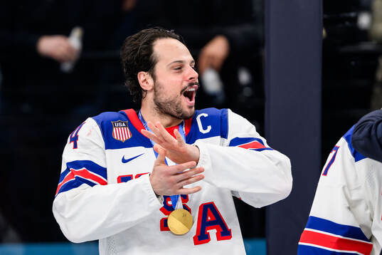 Auston Matthews of USA celebrates