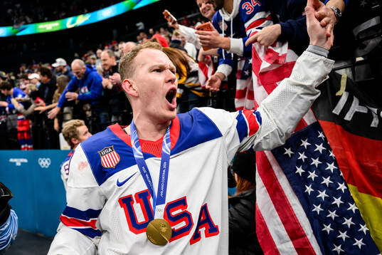 Brady Tkachuk of USA celebrates