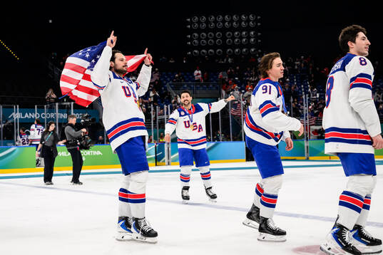 Auston Matthews of USA celebrates