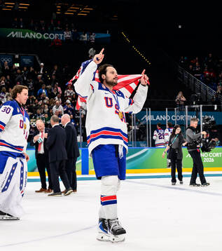 Auston Matthews of USA celebrates