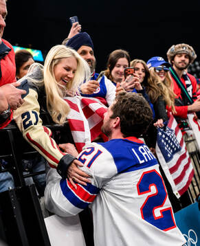 Dylan Larkin of USA celebrate