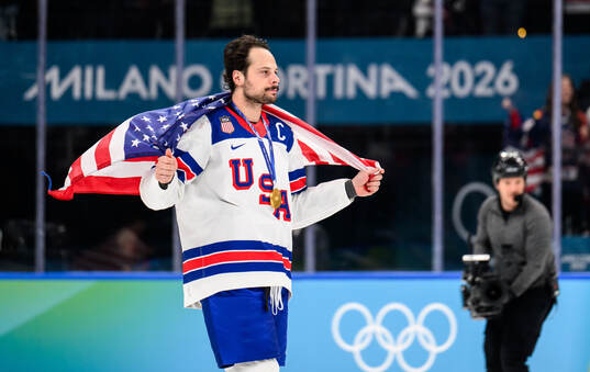 Auston Matthews of USA celebrates