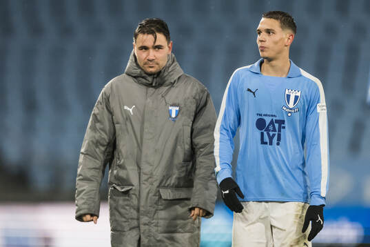 Malmö FFs Yanis Karabelyov och Jovan Milosavljevic