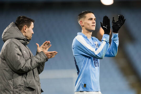 Malmö FFs Yanis Karabelyov och Jovan Milosavljevic