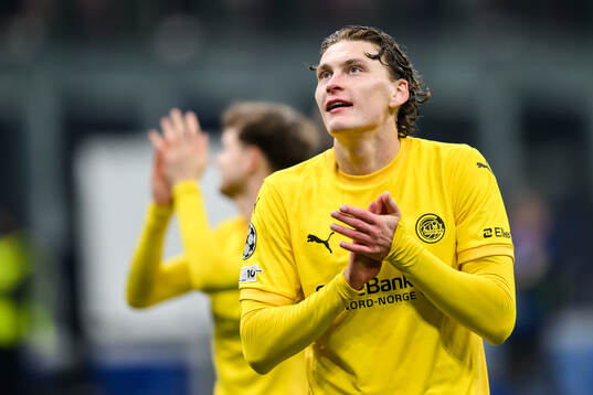 Isak Dybvik Määttä of Bodø/Glimt celebrates
