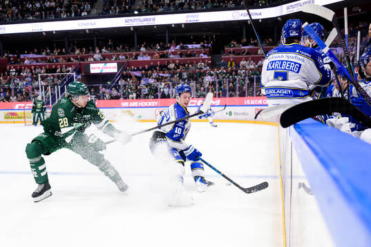Färjestads Emil Alba och Leksands Anton Johansson