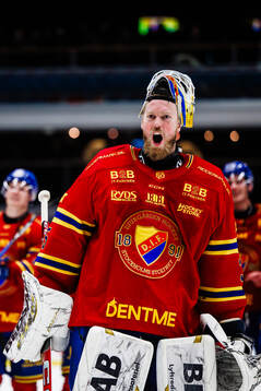 Djurgårdens målvakt Magnus Hellberg jublar