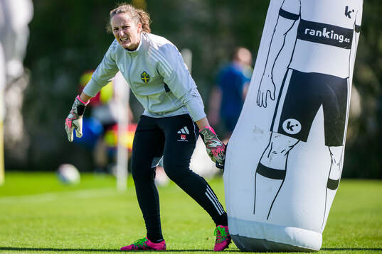 Goalkeeper coach Sofia Lundgren of the Swedish women's