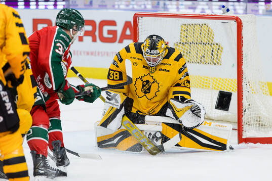 Skellefteås målvakt Strauss Mann och Frölundas Nicklas