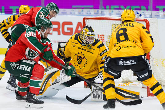 Skellefteås målvakt Strauss Mann, Frölundas Nicklas Lasu