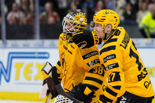 Skellefteås målvakt Strauss Mann och Theo Landström