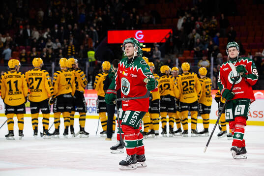 Frölundas Arttu Ruotsalainen och Filip Cederqvist deppar