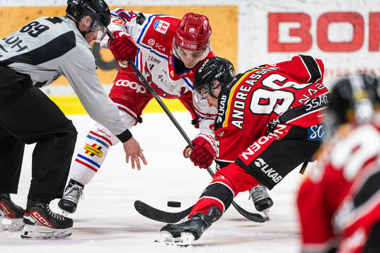 Timrås Linus Eriksson och Luleås Pontus Andreasson tekar