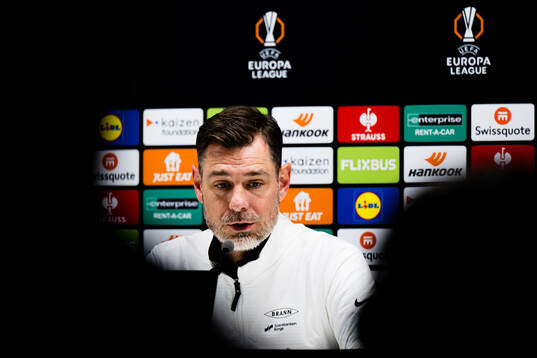 Head coach Freyr Alexandersson of Brann at a press