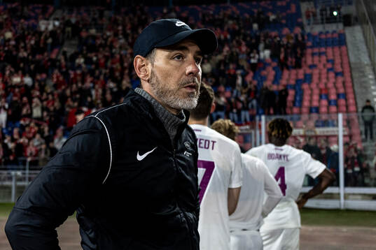 Head coach Freyr Alexandersson of Brann looks dejected