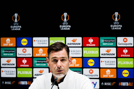 Head coach Freyr Alexandersson of Brann at a press