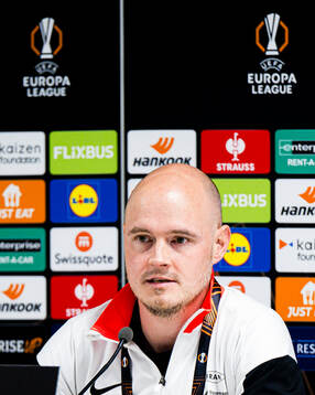Thomas Brakstad, press officer of Brann, at a press