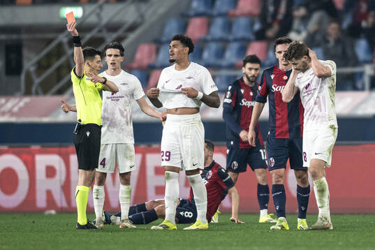 Jacob Sørensen of Brann receives a red card