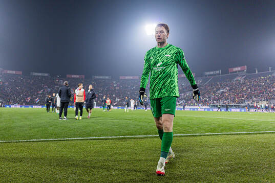 Goalkeeper Mathias Dyngeland of Brann looks dejected