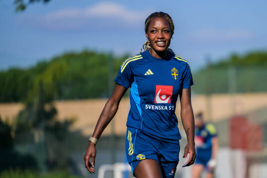 Evelyn Ijeh at a training session with the women's national