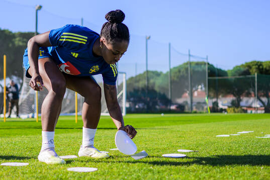 Monica Jusu Bah at a training session with the women's