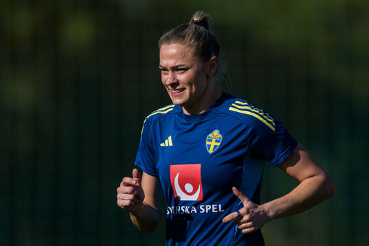 At a training session with the women's national football