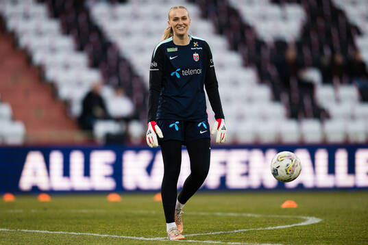 Goalkeeper Selma Panengstuen of Norway warms up