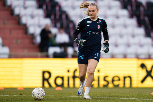 Goalkeeper Sunniva Skoglund of Norway warms up