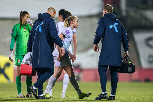 Julie Blakstad of Norway receives medicinal treatment