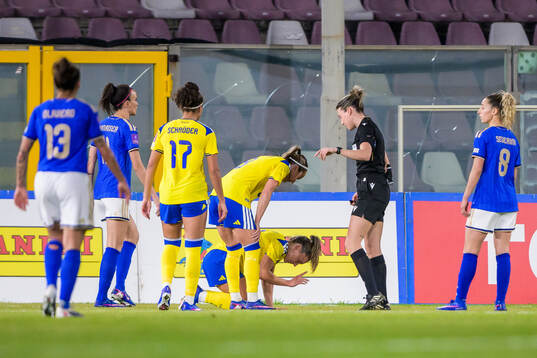 Johanna Rytting Kaneryd of Sweden in pain