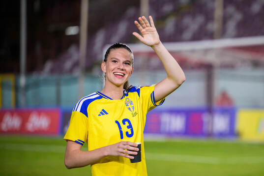 Bella Andersson of Sweden celebrates