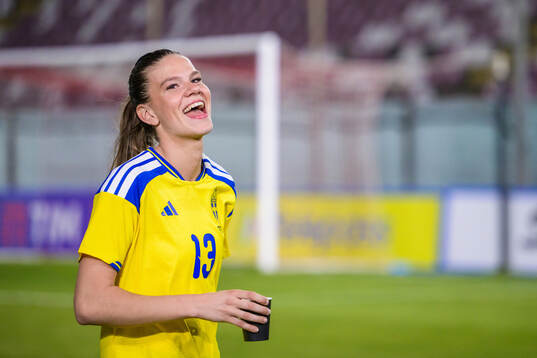 Bella Andersson of Sweden celebrates
