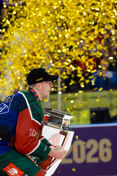 Max Friberg of Frölunda celebrates with the trophy