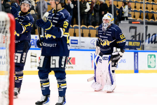 HV71s målvakt Felix Sandström deppar