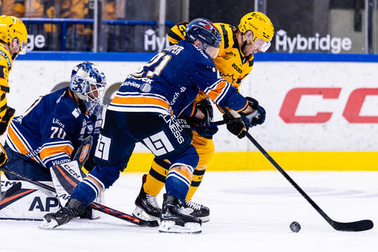 Växjös målvakt Adam Åhman, Brian Cooper och