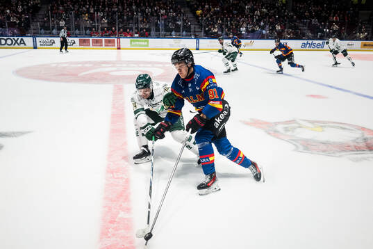 Färjestads Nick Leivermann och Malmö Redhawks Axel