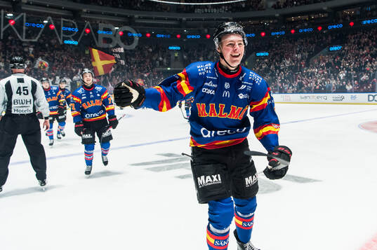 Malmö Redhawks Kalle Hemström jublar
