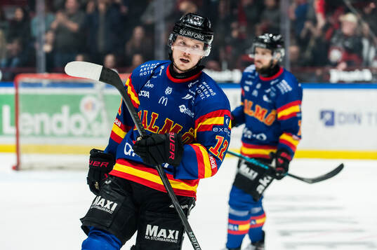Malmö Redhawks Linus Öberg jublar