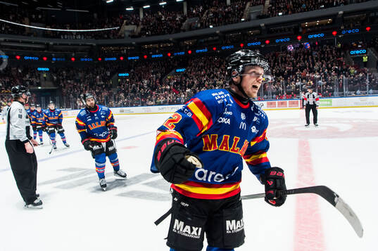 Malmö Redhawks Linus Öberg jublar