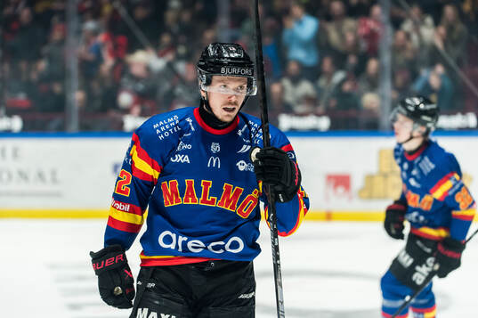Malmö Redhawks Linus Öberg jublar