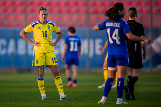 Filippa Angeldahl of Sweden looks dejected