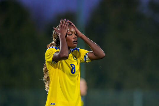 Evelyn Ijeh of Sweden looks dejected