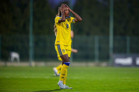 Evelyn Ijeh of Sweden looks dejected