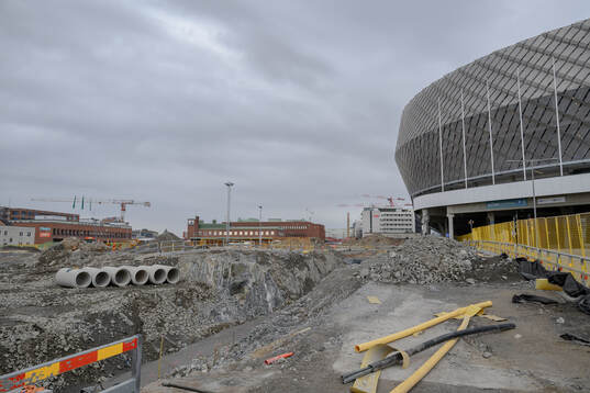 Byggarbetsplats utanför 3Arena