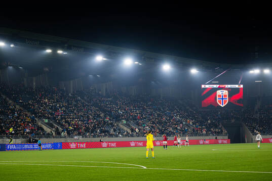 Spectators in the stands at Lyse Arena